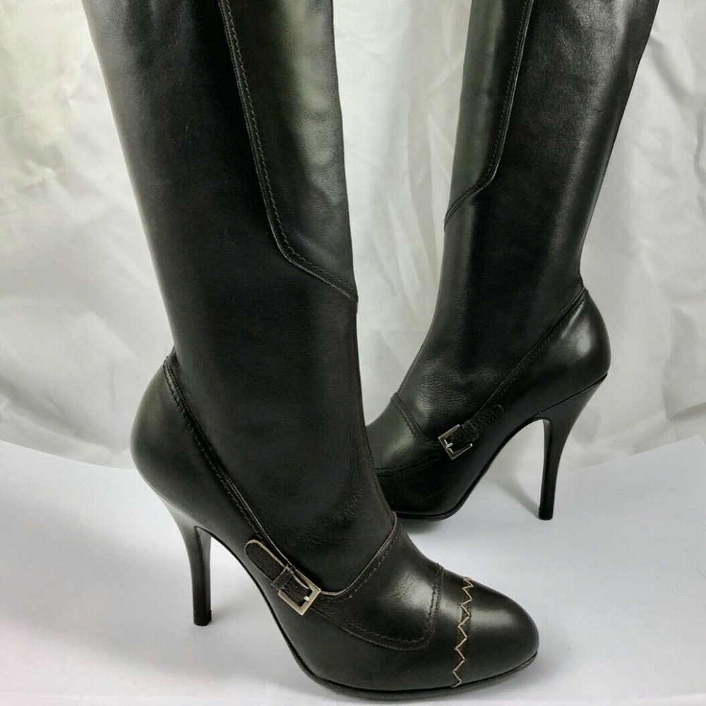 Ferragamo Lucca Knee High Stiletto Leather Boots